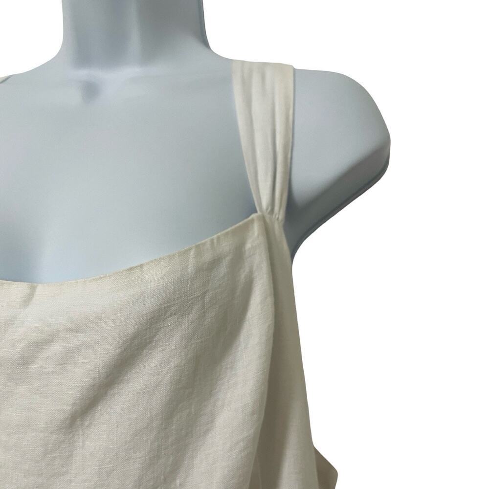 J Crew Square Neck Linen Smocked Midi Dress Size 24 Pure White Coastal Lagom EUC - Picture 4 of 10